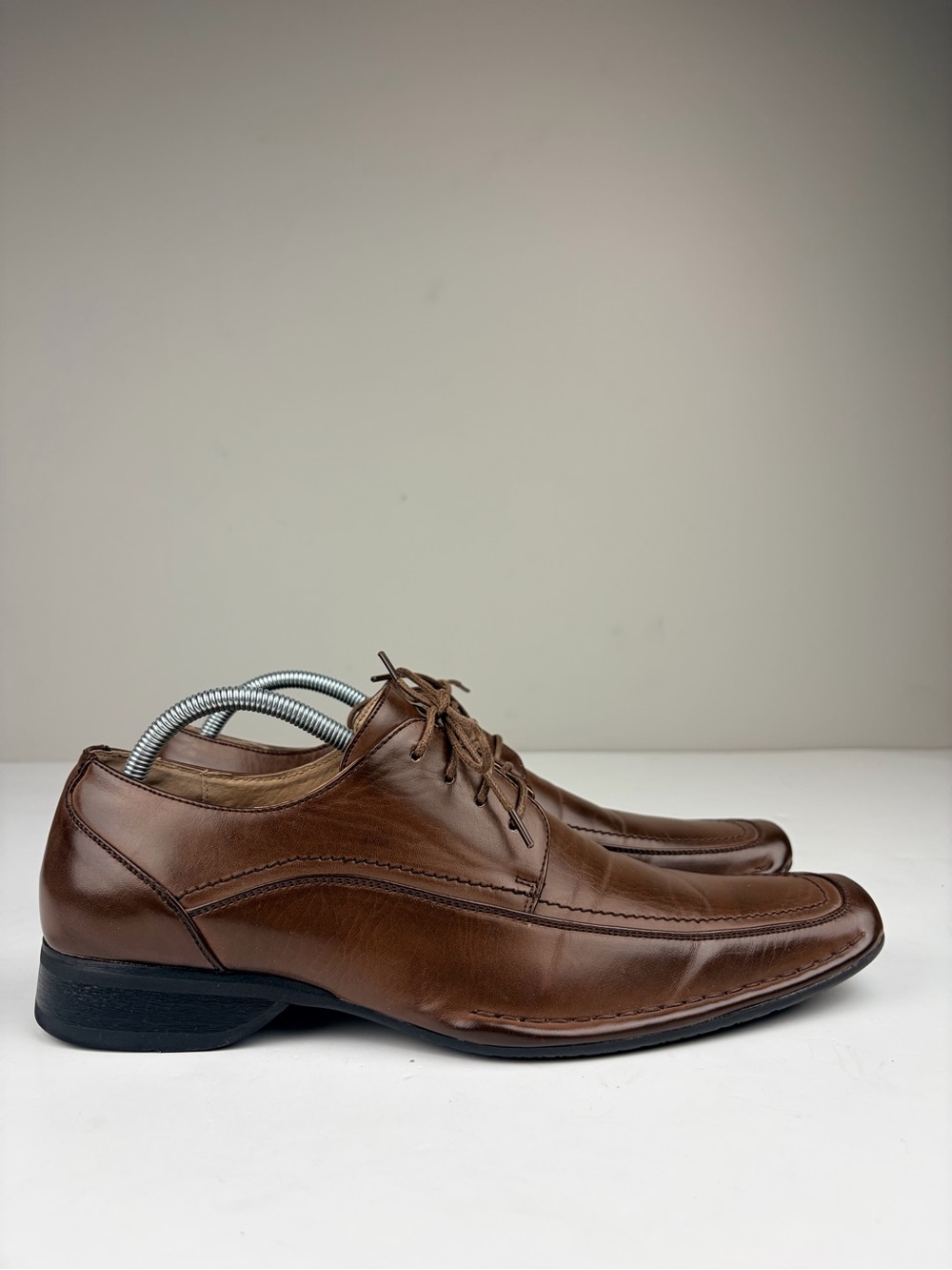 Madden RASTT Mens 10.5M Brown Leather Square Toe Lace Up Dress Shoes